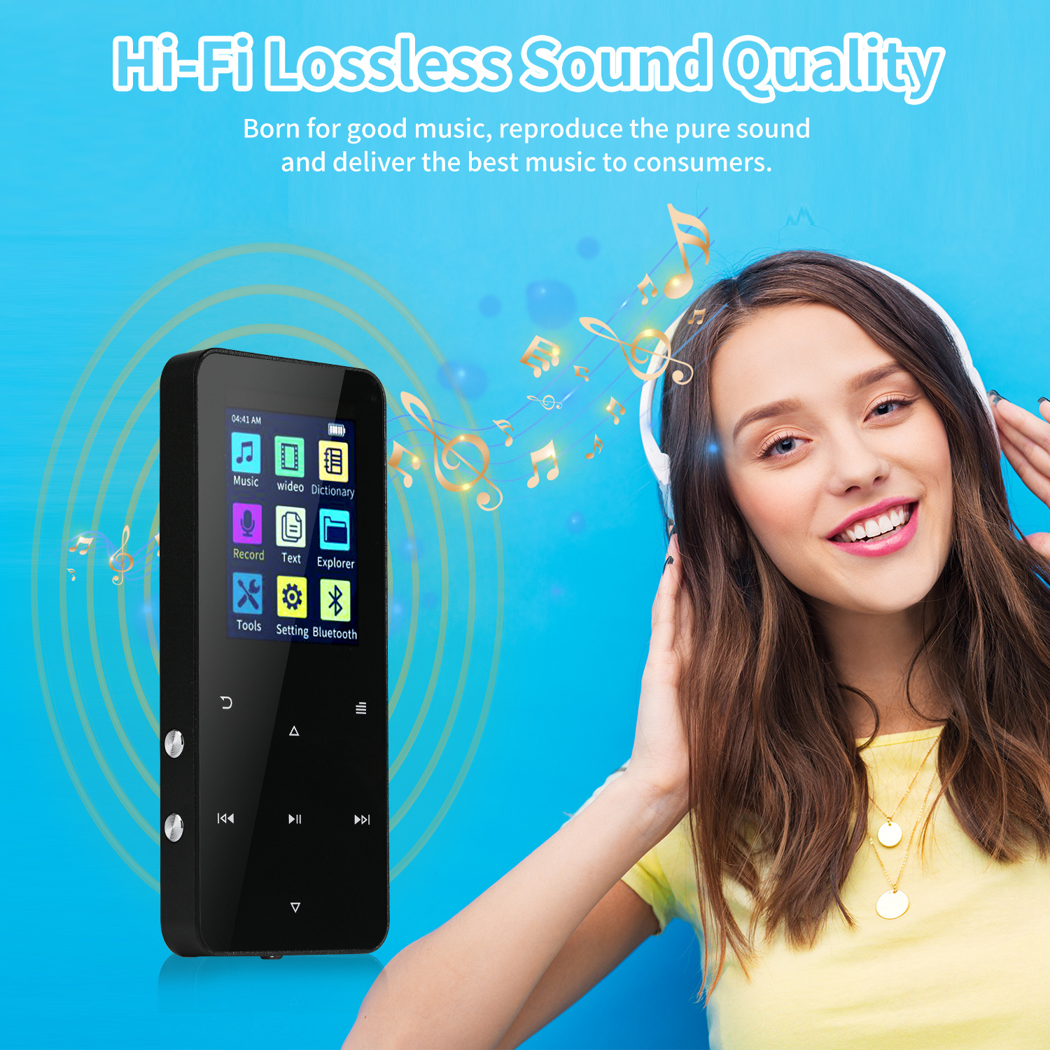 Picture of Metal mp3 Walkman built-in 8g student version touch Bluetooth mp4 music player recording outdoor reading novel