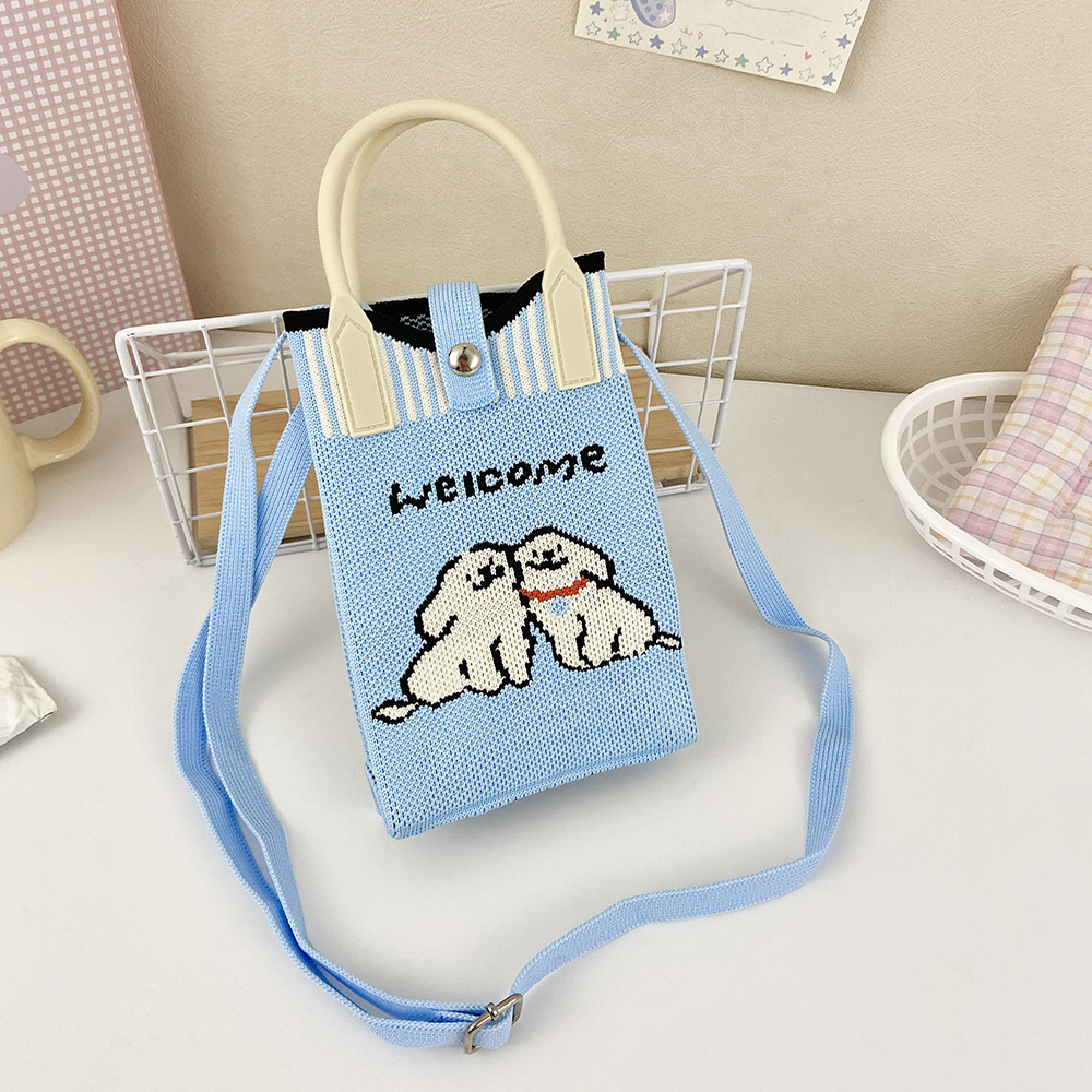 Picture of Shoulder Crossbody Mobile Phone Bag Cute Knitted Hand Bag Cartoon Large Capacity All-match Coin Purse Handbag Wholesale