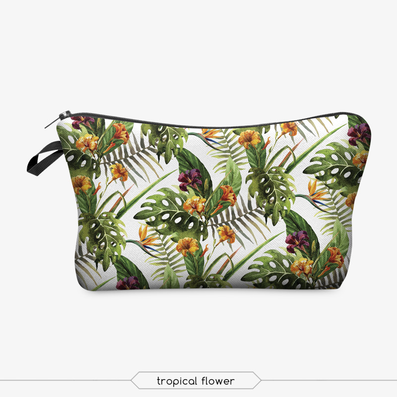 Picture of New Hot Style Auspicious Turtle Leaf Print Cosmetics Bag Tree Bushing Travel Dumpling Type Bag Storage Cosmetic Bag
