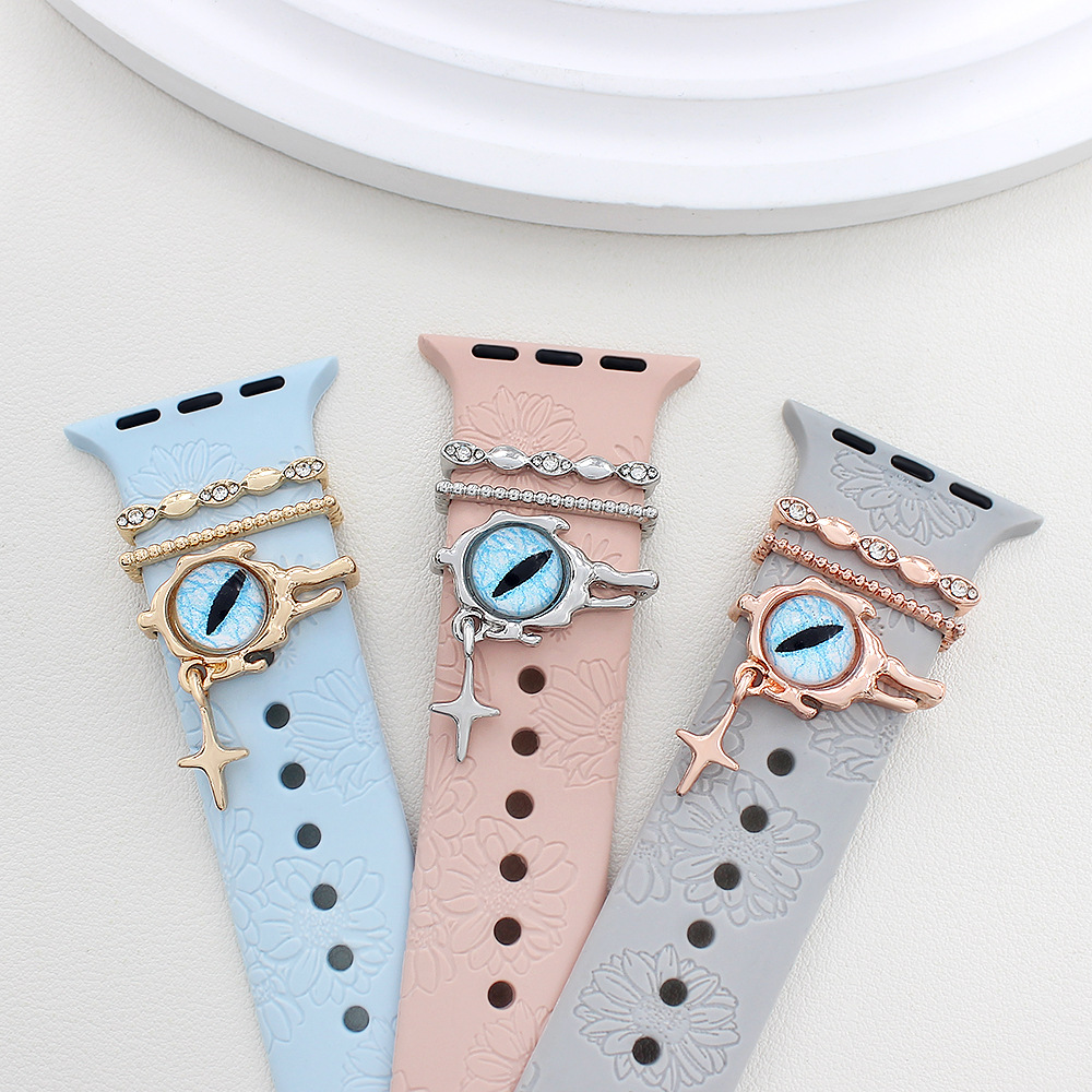Apple Watch Watch Universal Silicone Strap with Diamond Blue Eyes