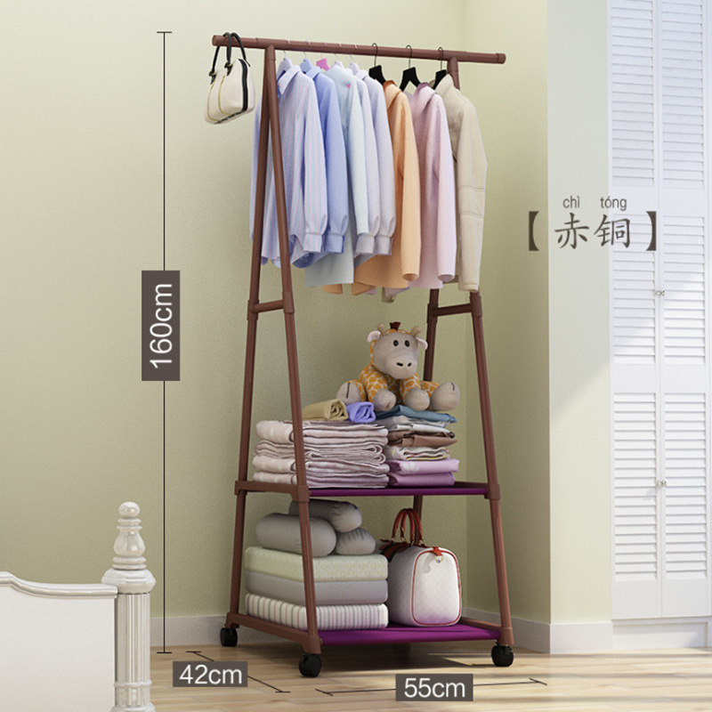 Picture of Coat Rack Triangle Coat Rack Floor Wheeled Mobile Multi-Layer Storage Rack Simple Modern Hanger Drying Rack