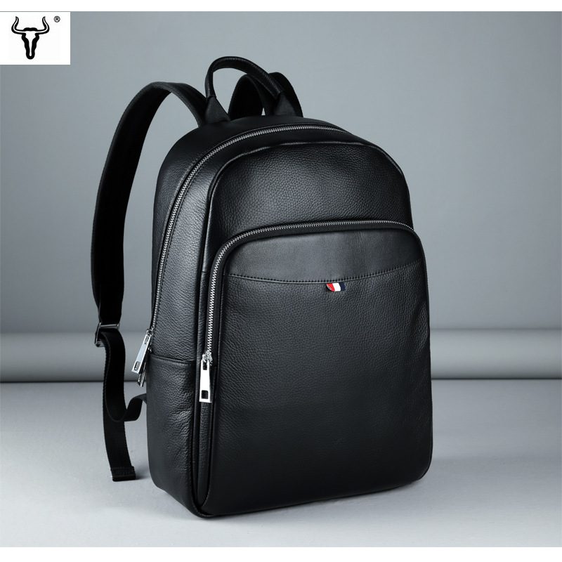 Mastermaker Leather Men's Genuine Leather Backpack Outdoor Business Large Capacity Computer Bag Backpack Shockproof