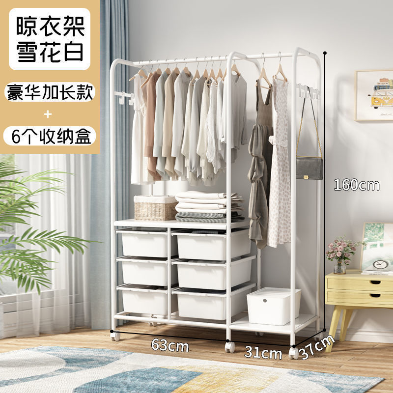 Picture of Hanger Household Hanger Floor-Standing Bedroom Doesn' Space Clothes Bag Storage Rack Multi-Functional Corner Coat Rack