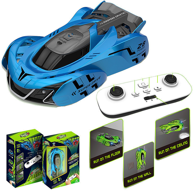 Picture of Children's Light Chasing Wall Climbing Car Remote Control Car Laser Wall Suction Infrared Wall Stunt Programming Racing Boy Toy