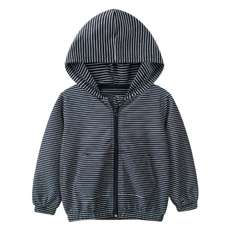 27Kids children's clothing boys' all-match striped cardigan coat 2024 spring new Korean style children's hoodie wholesale