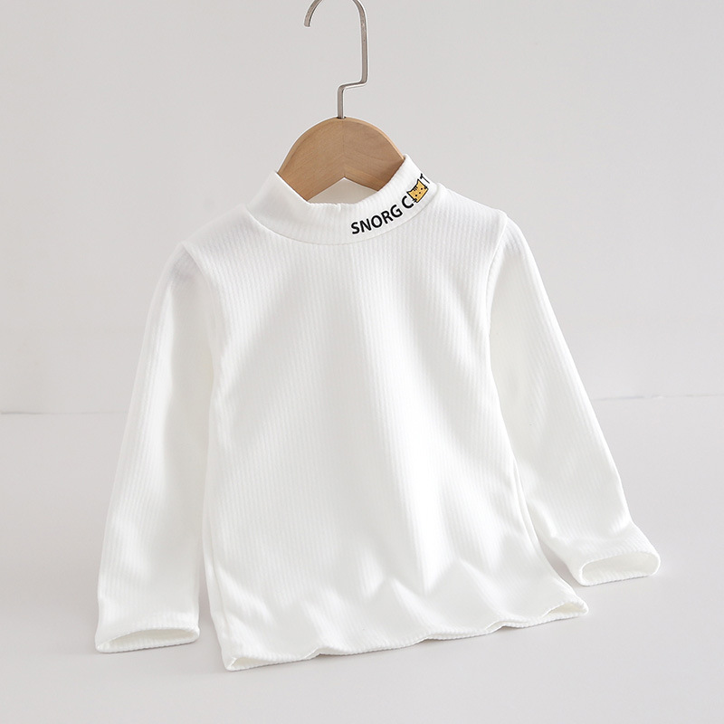 Picture of Autumn and Winter Children's brushed bottoming shirt boys and girls half turtleneck warm top baby thickened Korean Long Sleeve T-Shirt wholesale