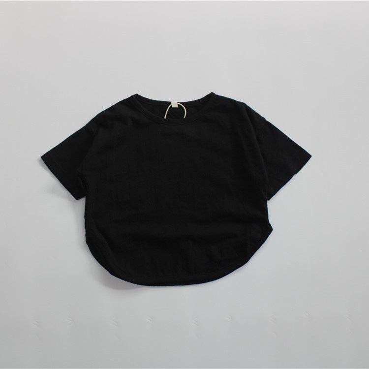 Picture of Spring Pure Color Kidsren's Bottoming Shirt Korean Style Girls T-Shirt Round Neck Loose Boys Summer Top Short-Sleeved Cotton Dropshipping