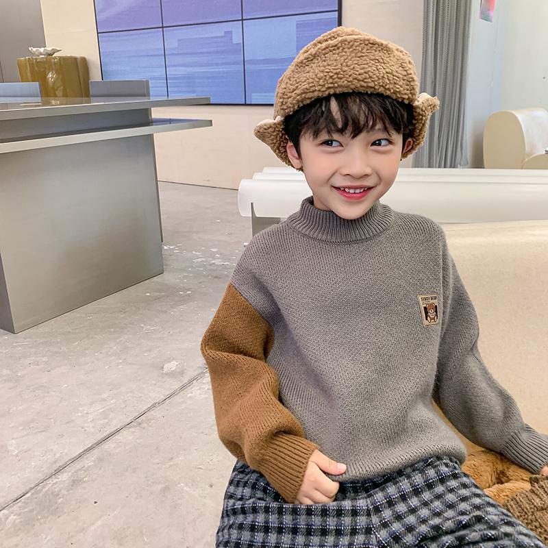 Picture of Boys' Sweater Autumn and Winter 2022 New Children's Winter Pullover Knitwear Trendy Boys Western Style Stitching Children's Wear