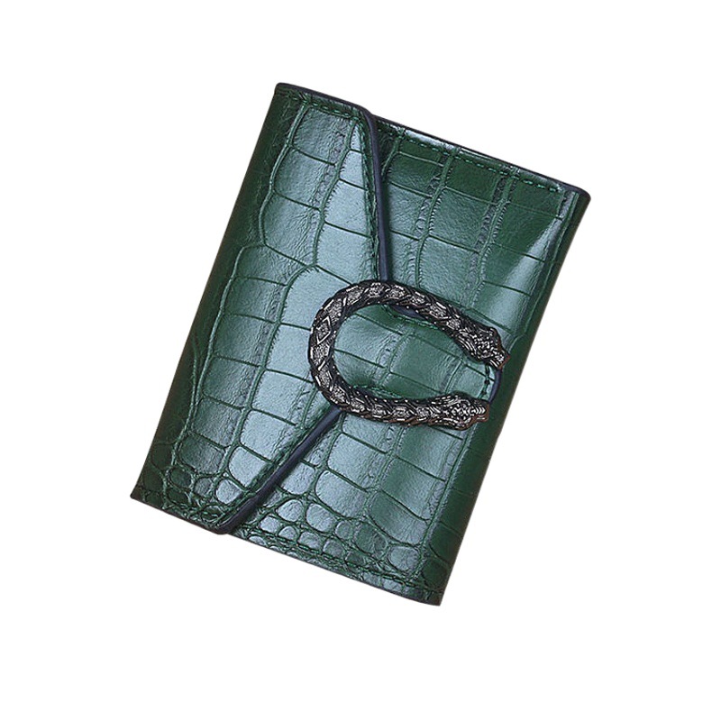 New Wallet Female Student Folding Super Small Coin Purse Fashionable Crocodile Pattern Multi-Card Small Card Bag Simple Clutch Bag