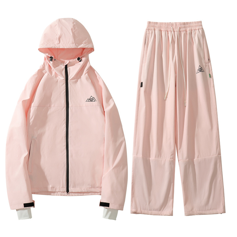 Picture of Pink Internet Red New Hooded Waterproof Zipper Velcro for Men and Women Couple Warm Ski Suit suit
