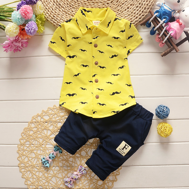 Foreign Trade K-Style 1-4 Years Old Kidsren's Clothing Infant Summer Two-Piece Set Boys' Suit Kidsren's Short-Sleeved Shirt Kidsren's Suit
