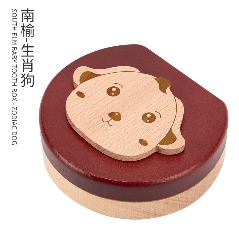 Picture of Wooden Children's Deciduous Teeth Box 1-3-5 Years Old and a Half Baby's Fairy Hair Deciduous Teeth Storage Box One Year Old Memorial Umbilical Cord Collection Box