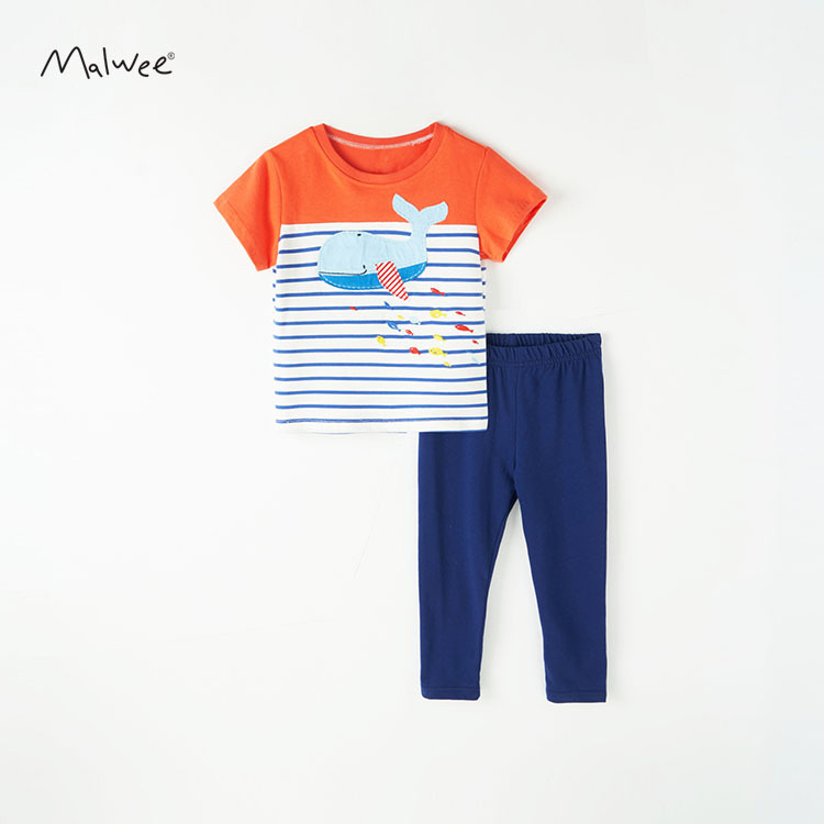 malwee new children's suit boys short sleeve trousers two-piece summer European and American children's clothing children's clothes wholesale