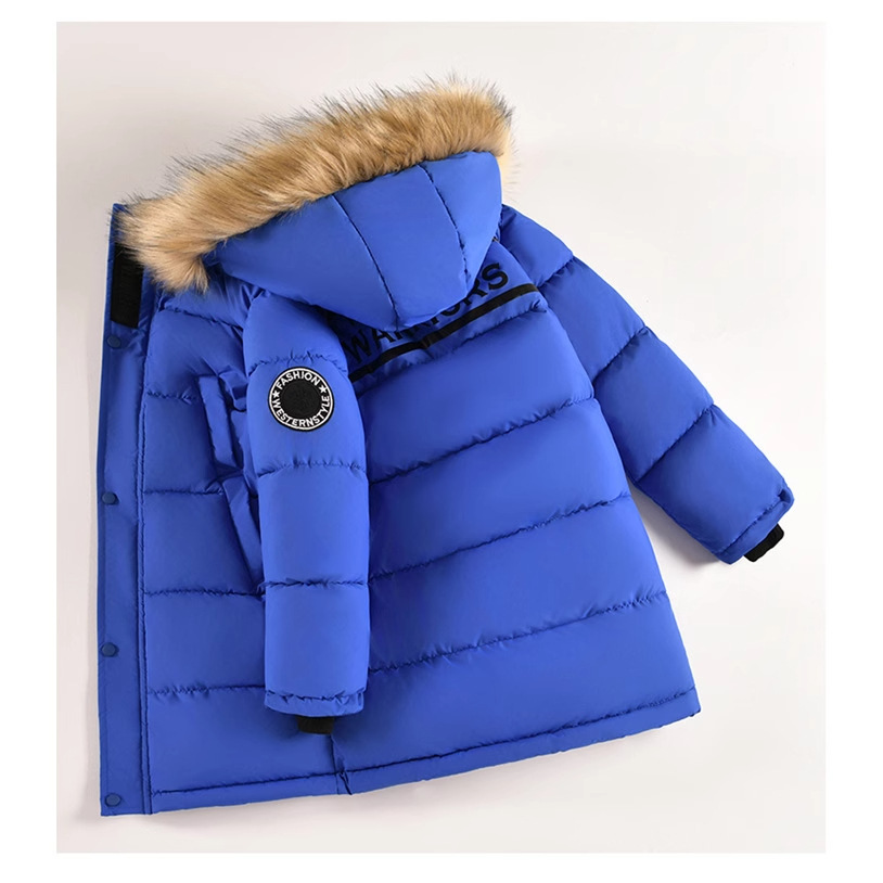 Cross-border children's clothing boys cotton-padded jacket 2024 winter new children's long cotton-padded jacket boys down cotton padded jacket
