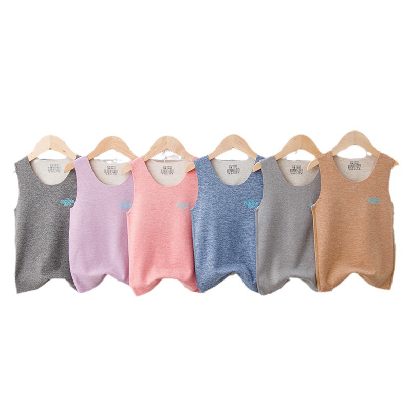Picture of Children's silk vest autumn and winter girls' brushed bottoming shirt men's seamless cashmere underwear children's warm baby vest