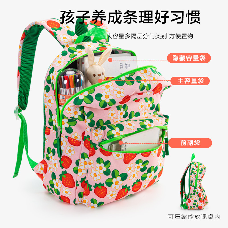 Picture of Cartoon Printed Children's Schoolbag Lackup Ridge Protection Primary School Student Schoolbag Three-Piece Expansion Oxford Cloth Backpack