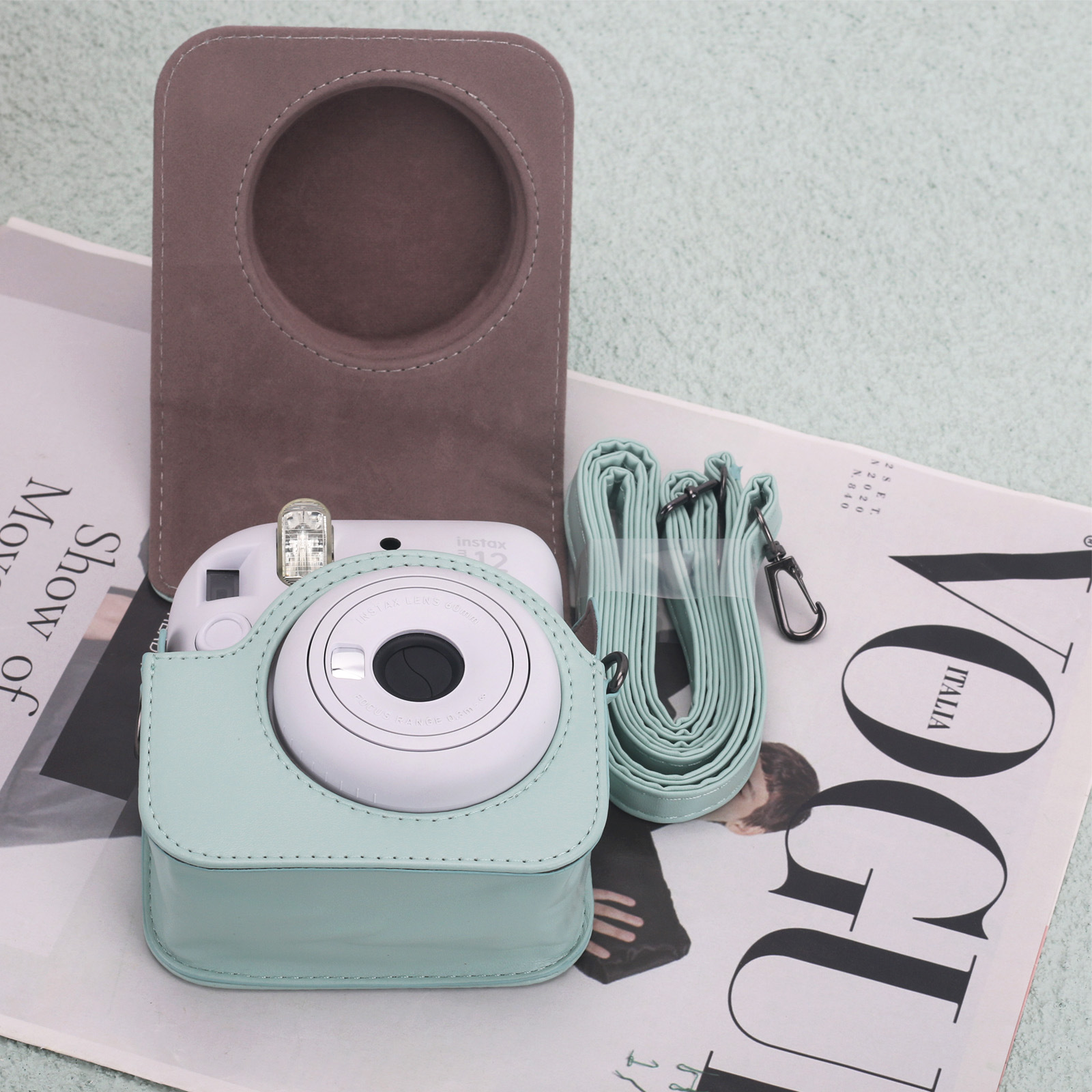 Picture of Dropshipping Polaroid Mini12 Cartoon Green Bottom Duck Camera Bag Magnetic + Back Pocket Storage Photo Style