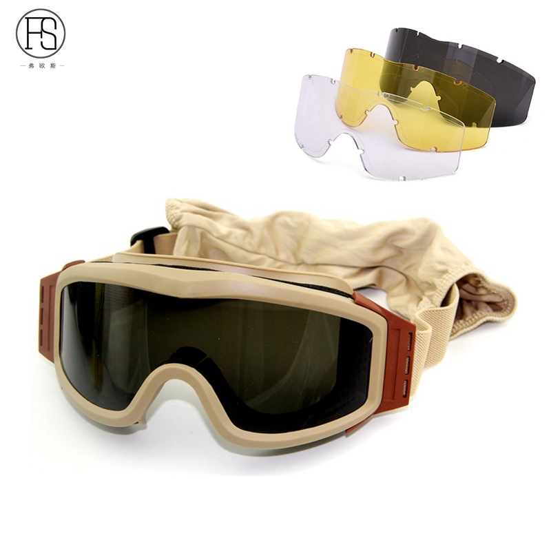 Picture of Cycling goggles goggles Tactical goggles windproof goggles explosion-proof three pairs of lens set riot goggles spot