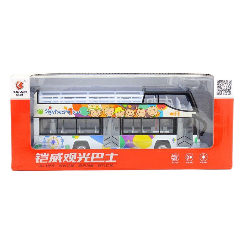 Juwei Meisheng alloy double-layer convertible city sightseeing bus toy model sound and light pull back box
