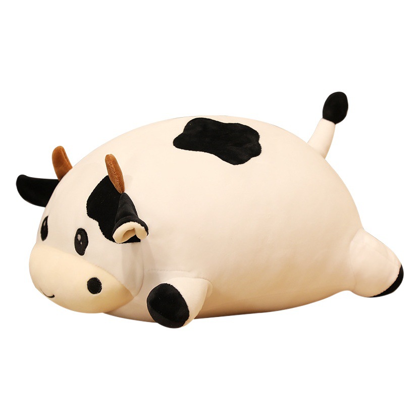 Cute and Soft Fat Cow Doll Square Simulation Black and White Cow Rag Doll Bed Sleeping Doll Pillow Wholesale