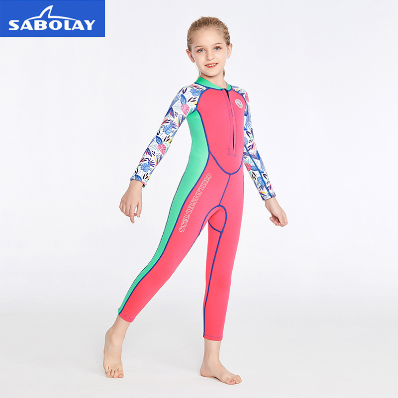 Picture of Cross-border children's diving suit 2mm one-piece long sleeve warm cold-resistant swimming suit snorkeling surfing children's swimming suit