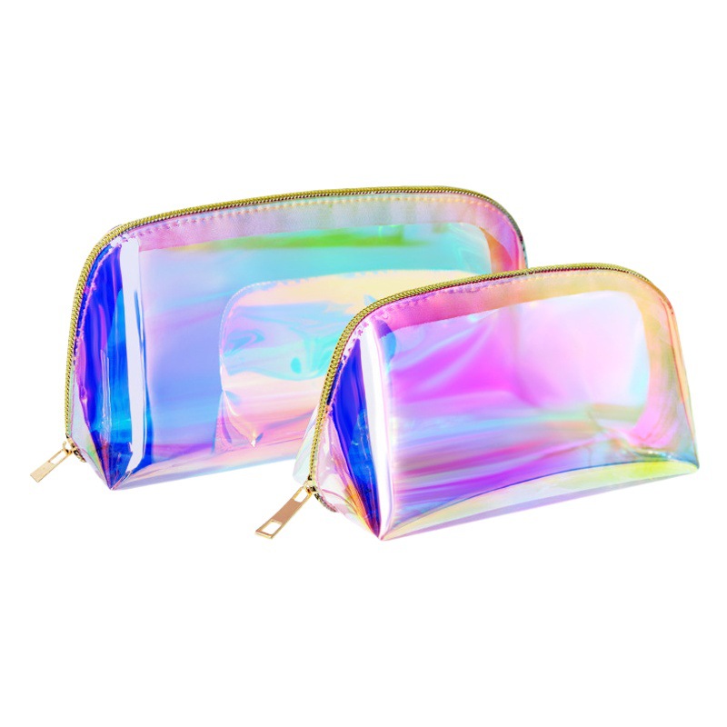 In stock new colorful transparent laser cosmetic bag TPU shell wash bag portable storage bag wholesale