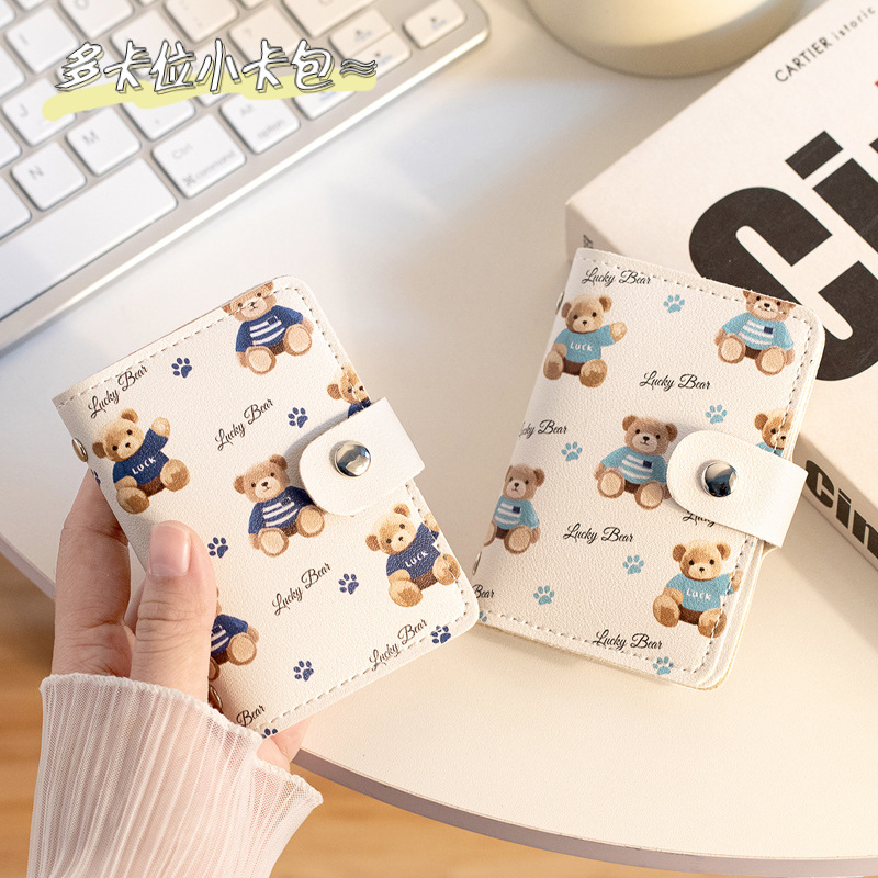 Picture of Cute Cartoon Card Bag Women's Buckle Large Capacity Multi-Card Slot Ultra-thin Small Men's Card Clamp Bag Driver's License Card Cover