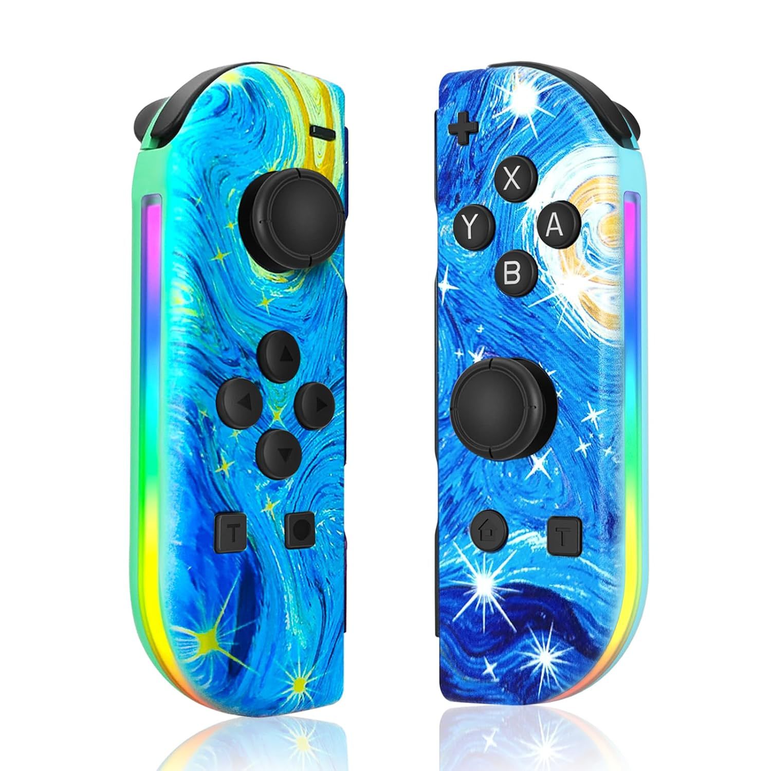 Picture of Switchjoycon left and right gamepad with RGB light wake-up vibration dazzling body sense Bluetooth gamepad