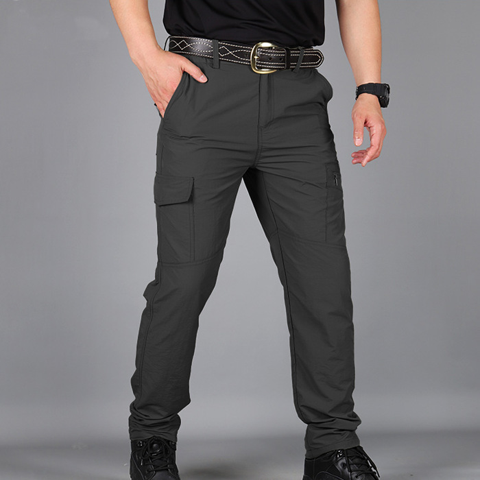 Picture of Summer Quick-drying Pants Men's Thin Outdoor Sports Mountaineering Crock Pants Loose Multi-bag Military Fan Tactical Charge Pants