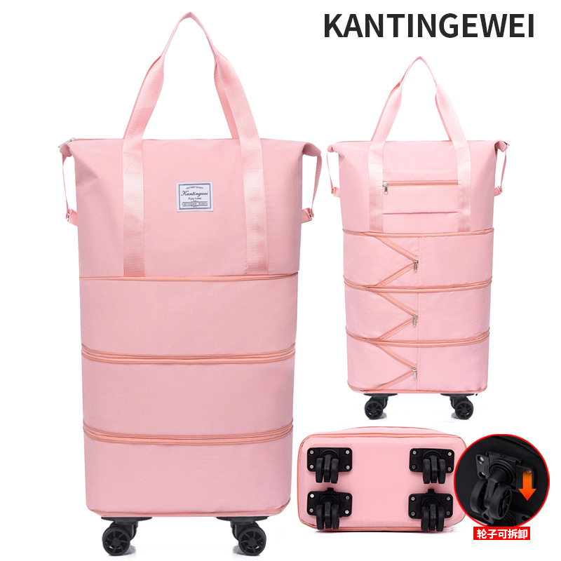 Picture of Large Capacity travel bag double-layer extended universal detachable wheel short trip cover trolley Oxford fitness anti-bag