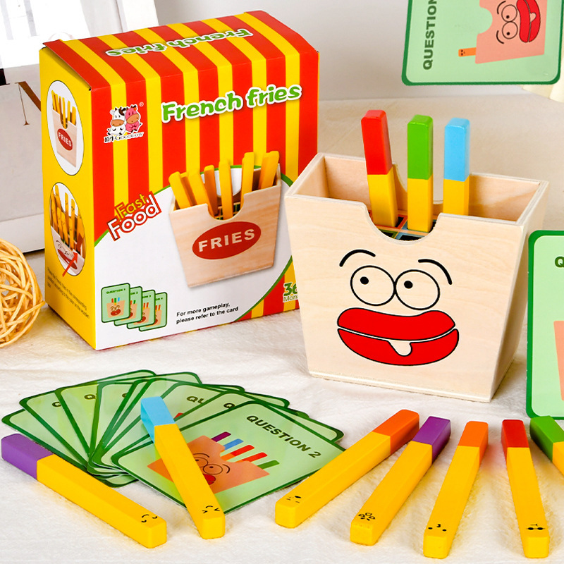 Picture of Children's Simulation Wooden Coolhouse Fries Matching Game Puzzle Food Assembled Baby Kitchen Toy