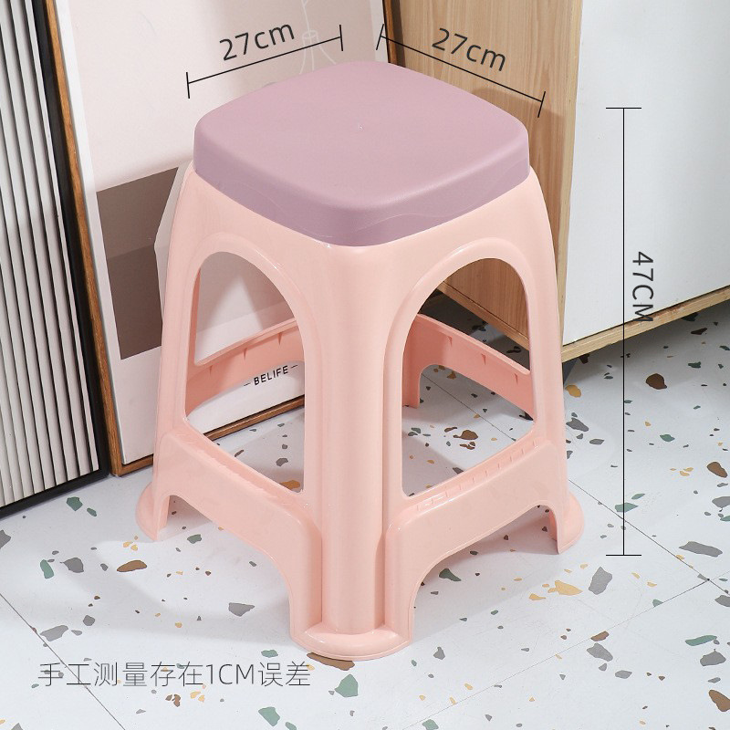 Picture of Thickened plastic stool household chair square stool plastic adult bench simple high stool stackable stool wholesale