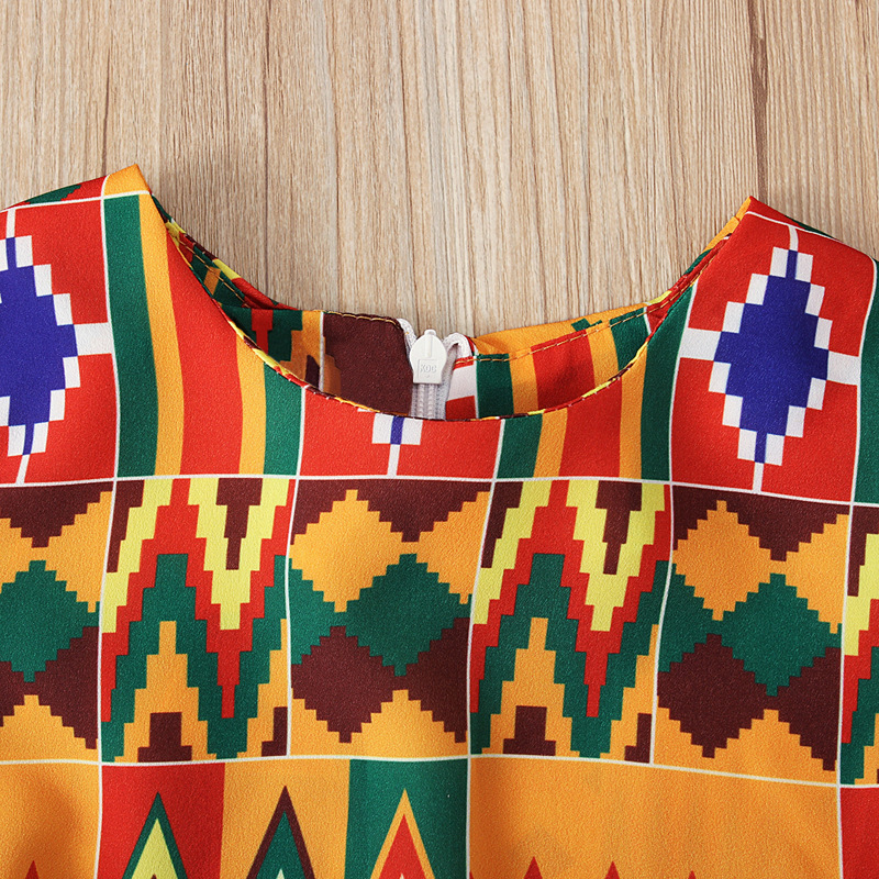 Picture of Cute Baby Kidsren's European and American Girls' African Bohemian Style Short-sleeved Dress Long Skirt Kidsren's Clothing ins