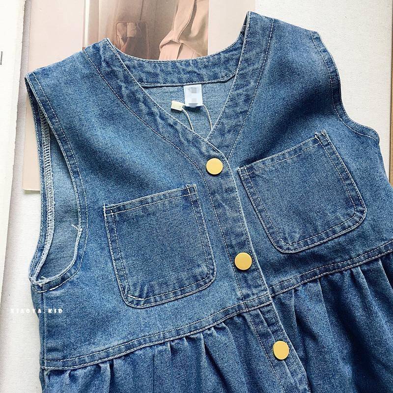 Picture of Girls' Denim Skirt Vose Skirt 2024 Autumn Baby Girl Sleeveless Skirt Children's dress Hair YZY-5573