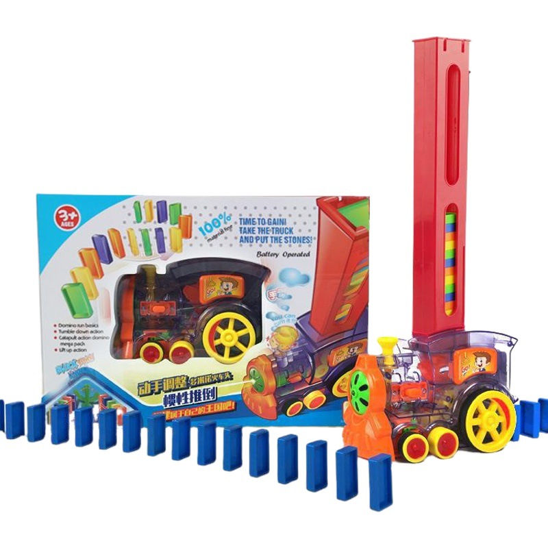 Cross-Border Specially Designed for Dominoes, Kidsren's Automatic Signs, Electric Train Toys, 80 Bone Signs