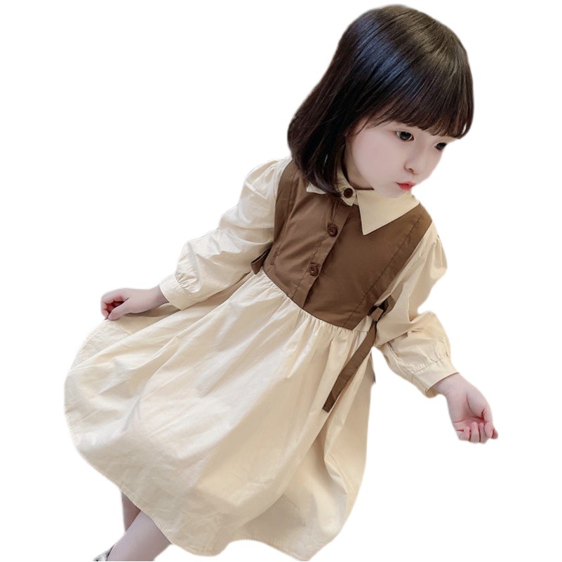Korean version 2022 spring and autumn new girls' temperament pearl bow tie white shirt children's fashionable vest dress tide