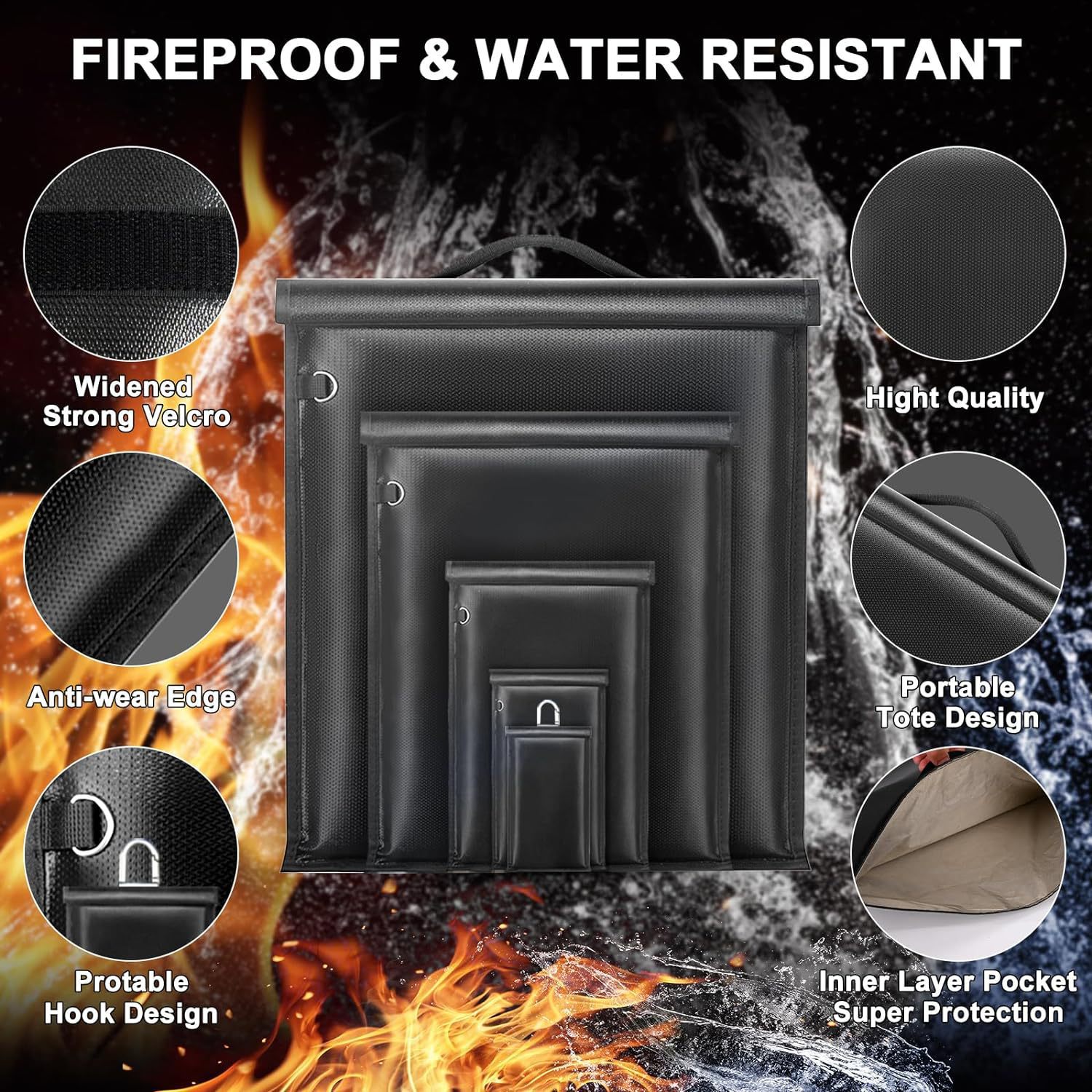 Picture of Laptop Tablet Car Key Faraday Bag Key Protector Waterproof Fireproof RFID Five-piece Set