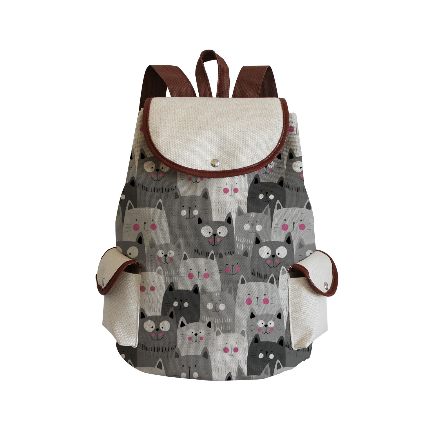 Picture of 2022 Cartoon Cute Backpack New Student Schoolbag Fashion Cat Group Printed Travel Backpack to Set