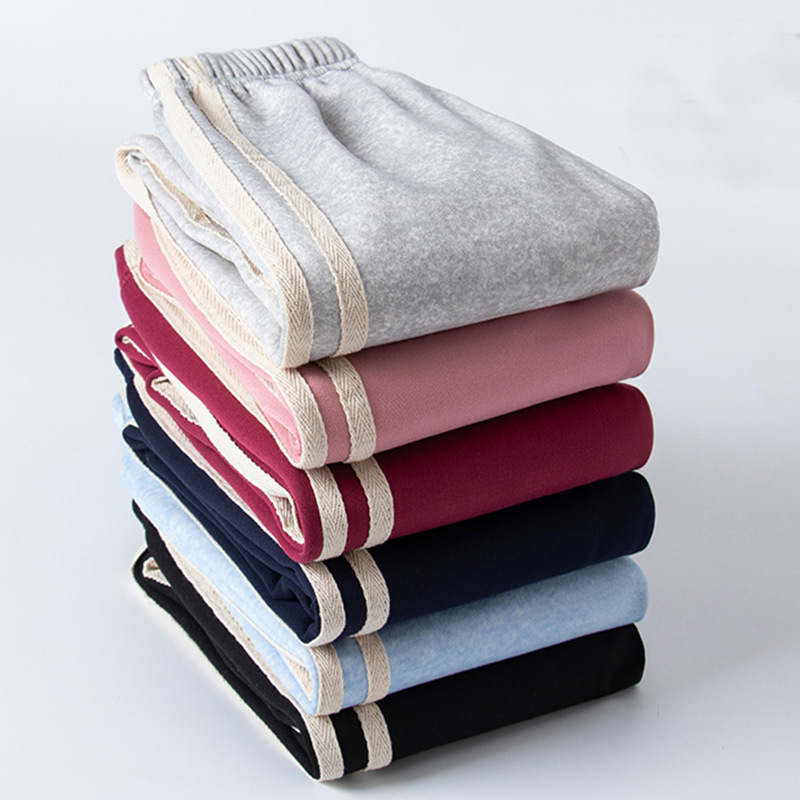 Men's and Women's Pants Fleece-lined Thickened Autumn Wear Children's Sports Pants Outer Wear Women's Spring and Autumn Warm Casual Pants