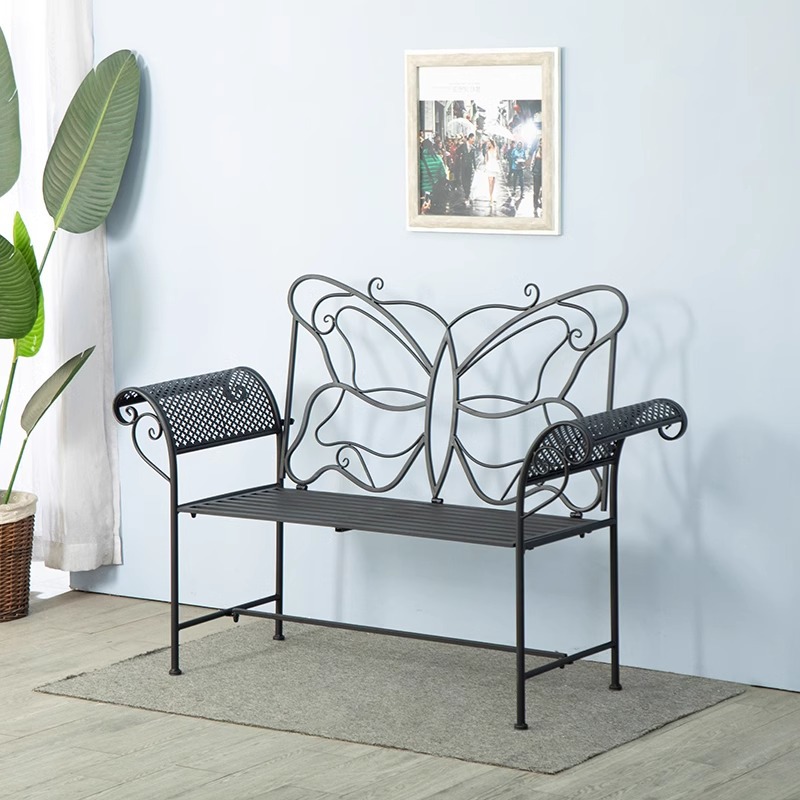Picture of Cross-border Outdoor Balcony Bench Double Chair Park Chair Iron Sofa Chair Indoor Bench Outdoor Leisure Butterfly Chair