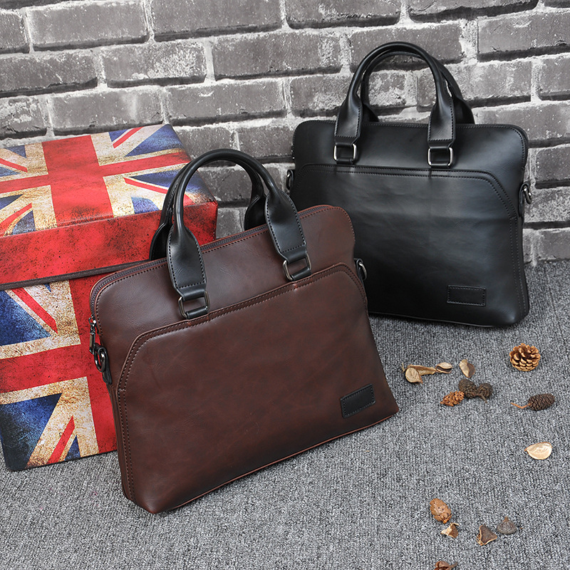 Picture of Men's Shoulder Bag Korean Style Casual Satchel Crossbody Bag Trendyy Computer Bag Pu Men's Bag Crazy Horse Leather Crossbody