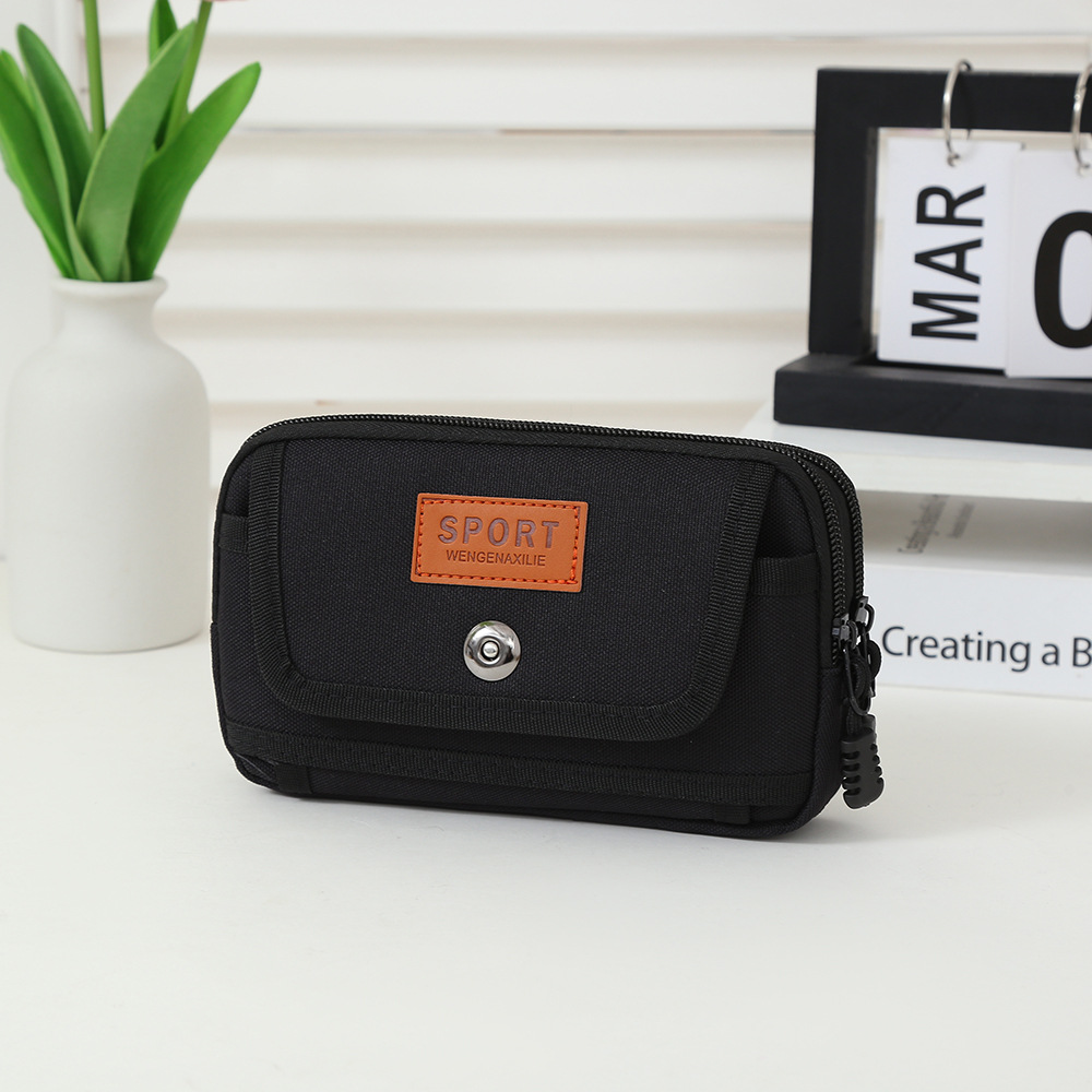 Picture of Creative Flip Canvas Waist Bag Men's Business Durable Multi-Layer Coin Purse Construction Site Work Portable Zipper Mobile Phone Bag