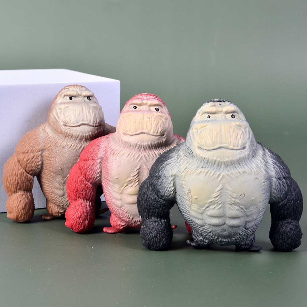 Creative decompression gorilla with small flour small orangutan soft rubber toy pinch music slow rebound vent toy