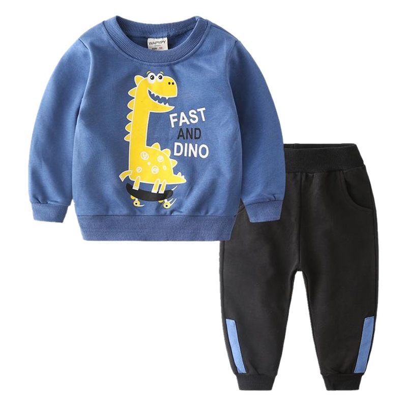 Children's Suit 2024 Autumn Children's Clothing Boys' Sweaters and Pants Two-Piece Set Baby Cartoon Tops Casual Wear Wholesale