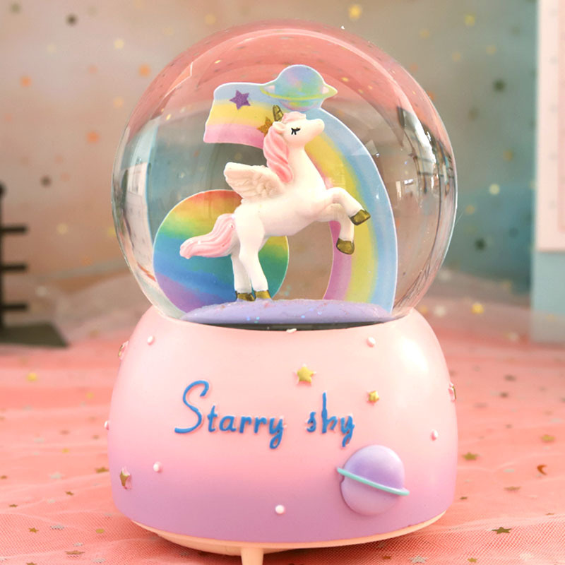 Picture of Frozen Aisha Princess Crystal Ball Unicorn Music Box KT Music Box Birthday Gift for Girls Aisha
