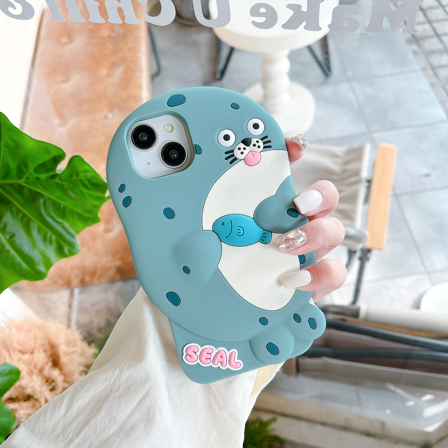 Picture of Creative cartoon three-dimensional seal iphone15promax Apple 14 mobile phone case for silicone new 13 soft