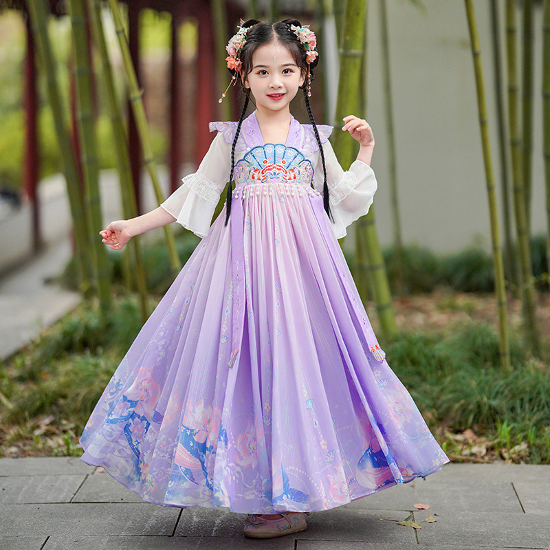 Han Dynasty Girls 2025 New Summer Chinese Style Tang Suit Children's Super Fairy Ancient Style Ruirt Girls Ancient Costume Dress