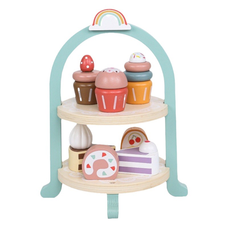 Wooden Family Royal Afternoon Tea Children's Dessert Exercise Baby's Social Ability Family Interactive Toys