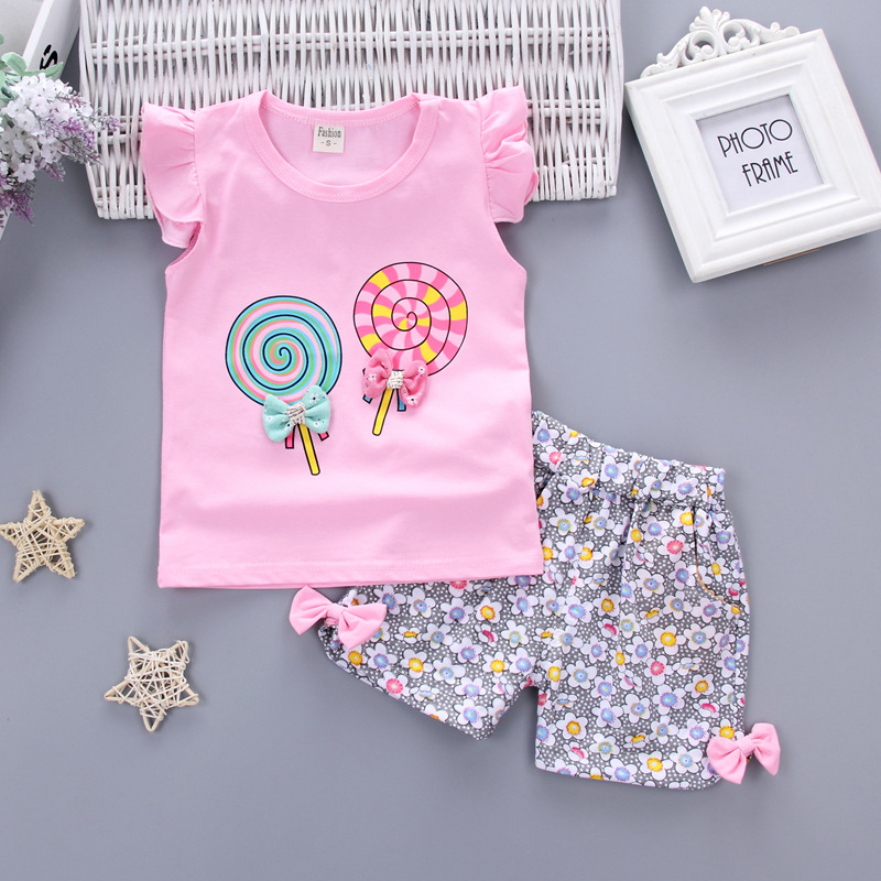 Picture of Summer Children's Lollipop Sleeveless Shorts Two-Piece Set Girl Baby Cartoon 0-4 Years Old Children's Suit Vest Set
