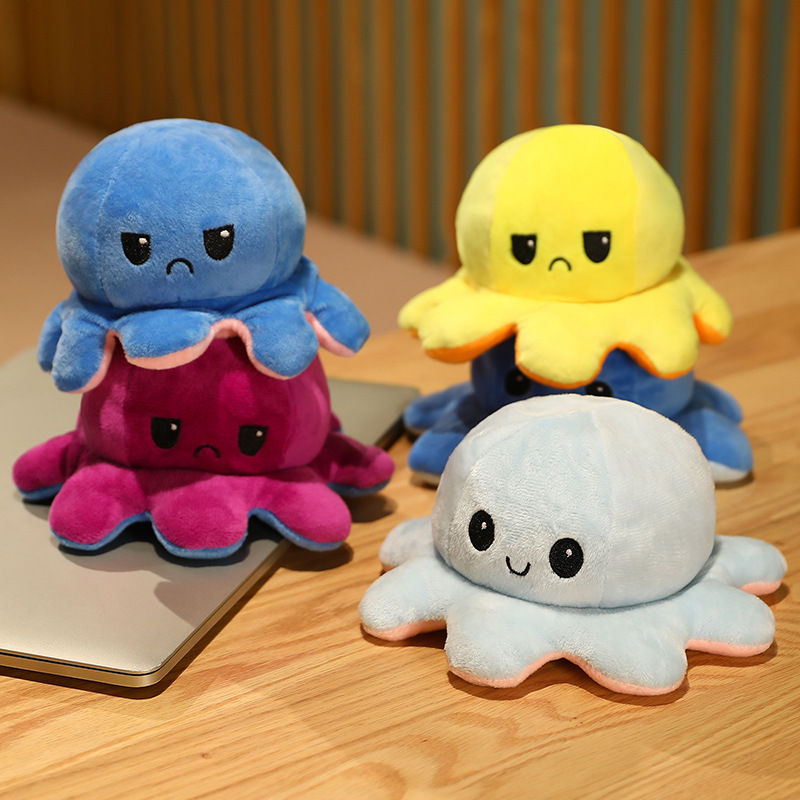 Picture of Flip Small Octopus Doll Double-sided Flip Doll Children Octopus Plush Toy Expression Face-changing Octopus Doll